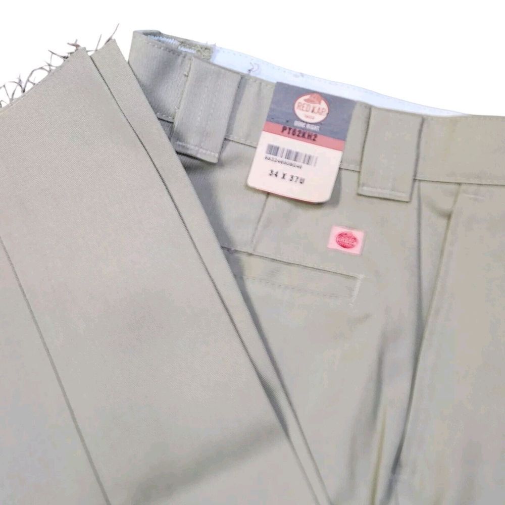 Red Kap PT62KH2 Mens 34x37 Unhemmed Khaki Tan Poly Blend Uniform‎ Work Pant